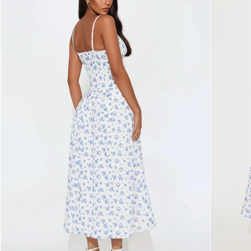 FashionNova White and Blue Sleeveless Midi Sundress - brand new - Picture 3 of 3